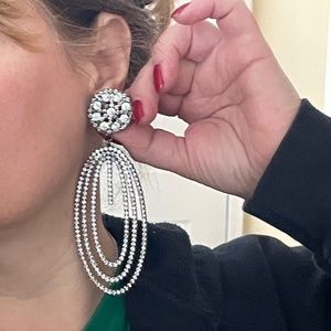 Beautiful Amrita Singh Vintage Gunmetal Clip Silver Earrings Never Worn